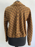 womens  vintage  Urban Village Vintage  urban village  long sleeve  lightweight jacket  lightweight  cropped  crop jacket  collared  collar  checkered  checked  check jacket  check  cardigan  brown  big collar  50s style  50s  50  1950s  14