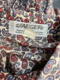 1970s Paisley Print Blue, Red and White Cotton Blouse by Jaeger - Size UK 10