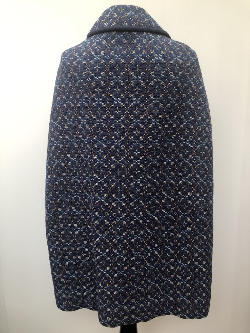 womens  Welsh Woollens  welsh wool  welsh  vintage  tapestry  S  MOD  cape  Blue  60s  1960s Urban Village Vintage
