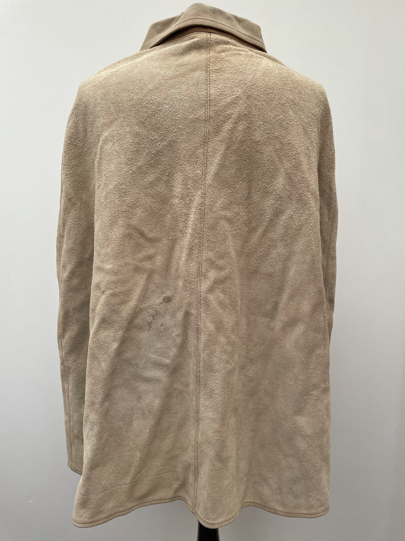 zip front  zip  womens jacket  womens  vintage  Suede Jacket  Suede  poncho  pockets  patterned  pattern  neospun jersey  front pockets  collar  cape  brown  big collar  beige  70s  1970s
