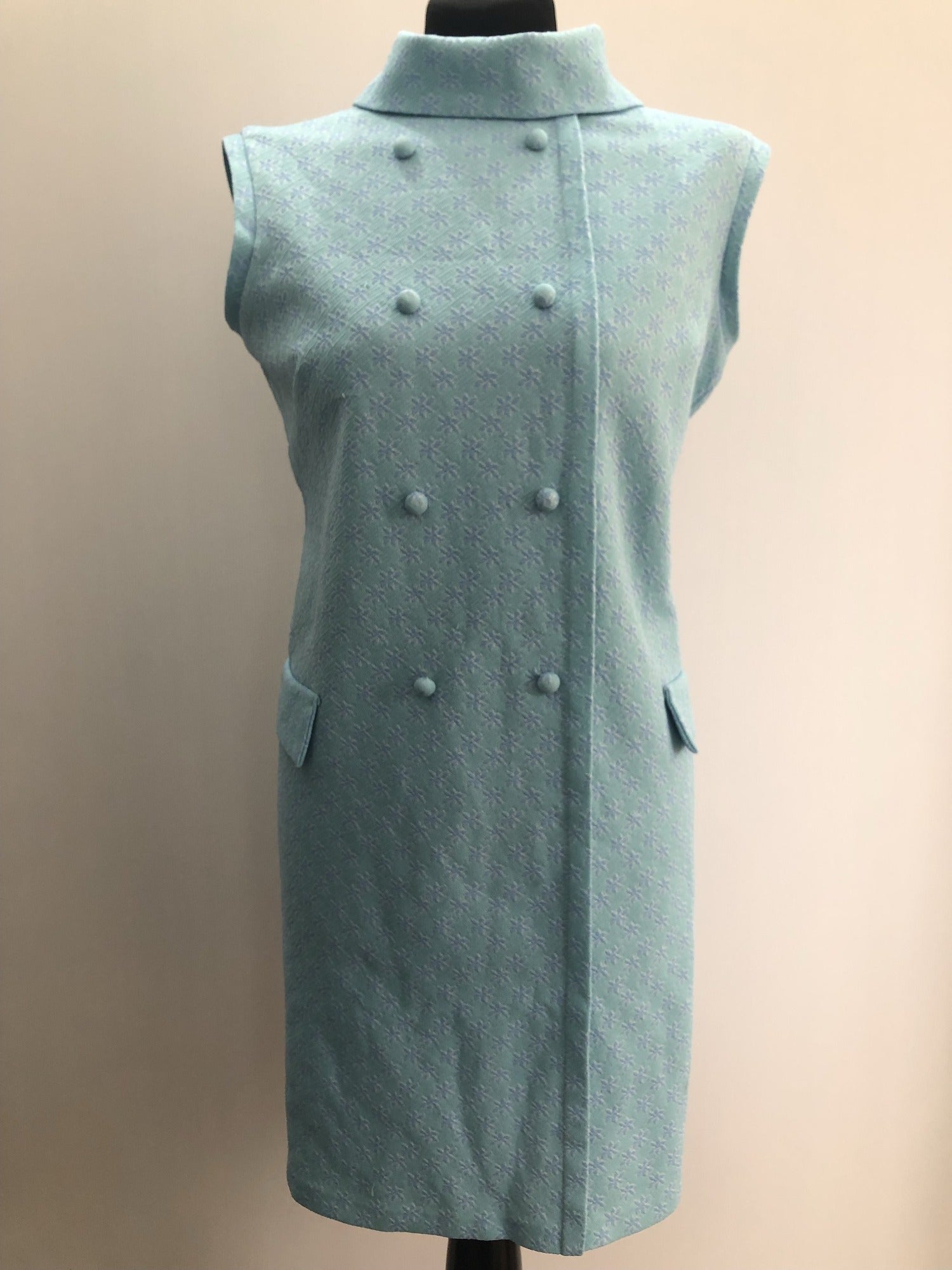 zip  womens  vintage  Urban Village Vintage  urban village  summer dress  summer  retro  MOD  high neck  floral pattern  floral dress  dress  collared dress  collared  collar  back zip  60s  1960s  14