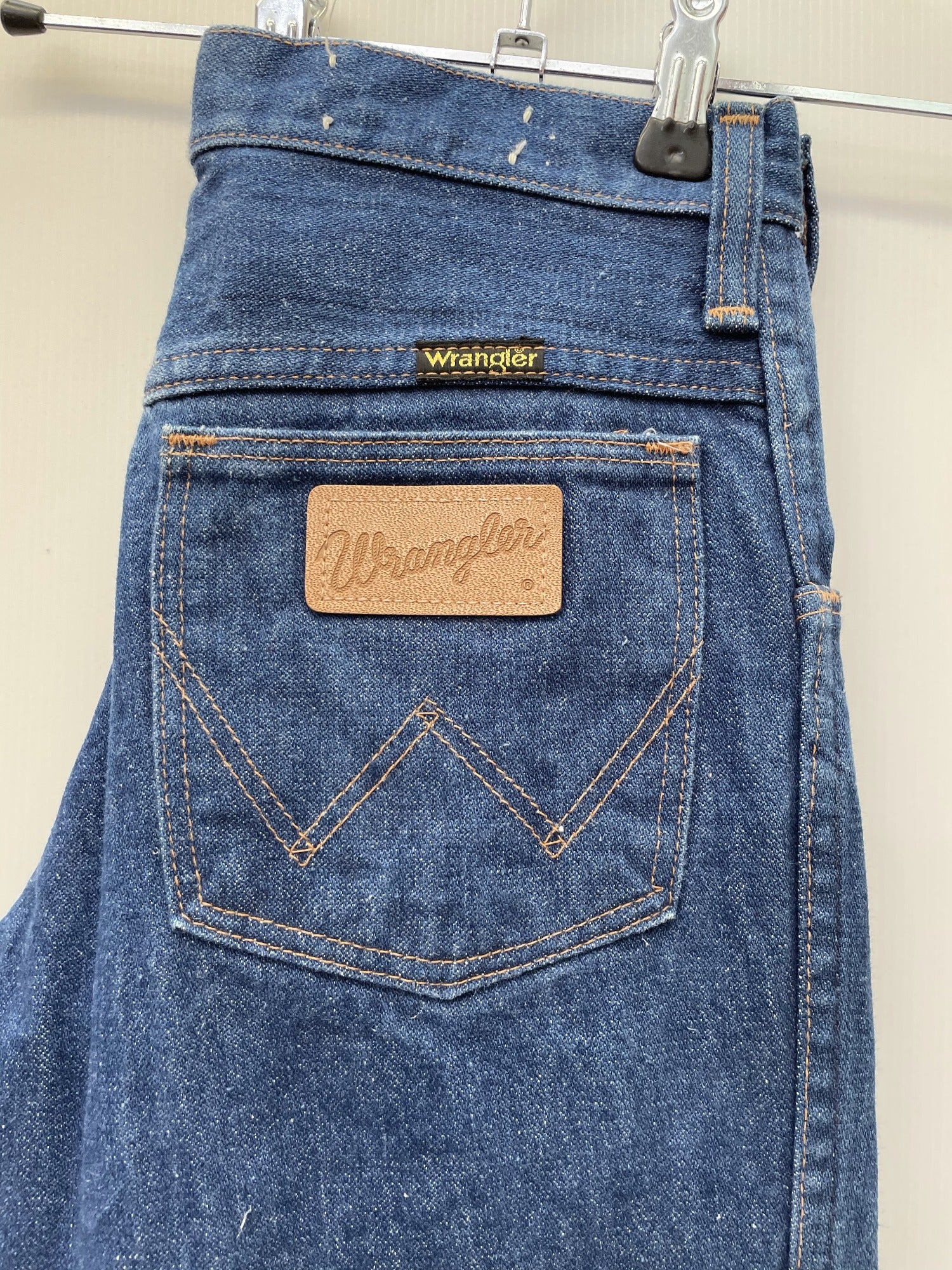 wrangler  vintage  Urban Village Vintage  urban village  stitch detailing  retro  MOD  mens  Light Blue  jeans  jean  Jacket  indigo  flares  denim  brown stitch  blue  70s  70  34  26  1970s