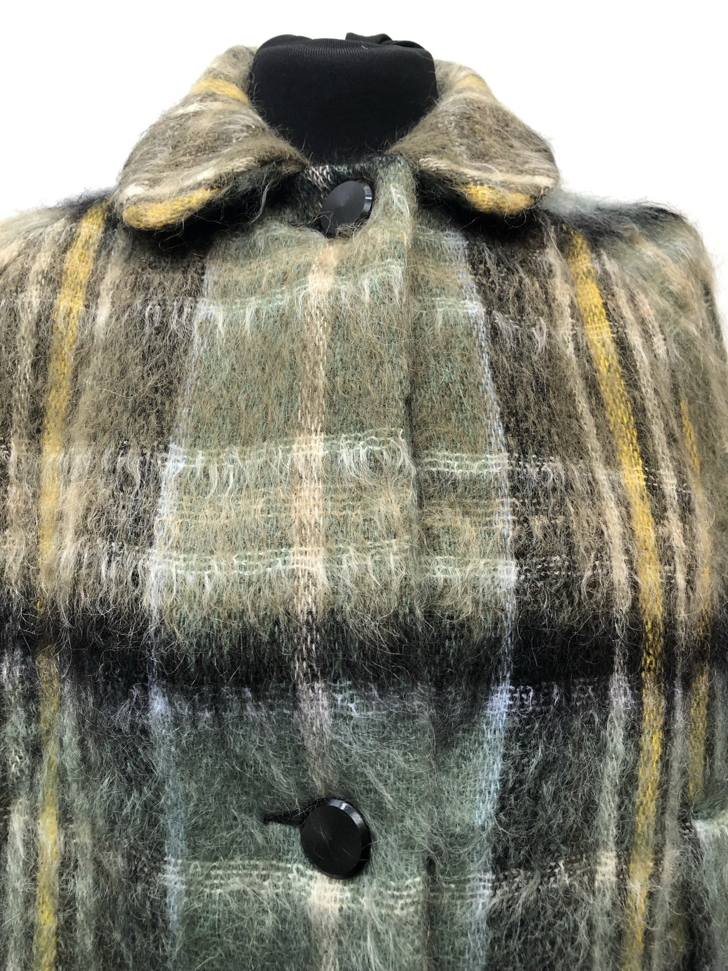 vintage  Urban Village Vintage  tassle  tartan  poncho  Green  fringed  fringe  check  cape  black  60s  1960s  10