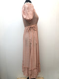 womens  vintage  Urban Village Vintage  urban village  summer dress  summer  pink  lace trim  gypsy shoulder  gypsy dress  dress  cheesecloth fabric  8  70s  1970s