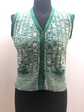1970s Knitted Waistcoat in Green - Size UK 10