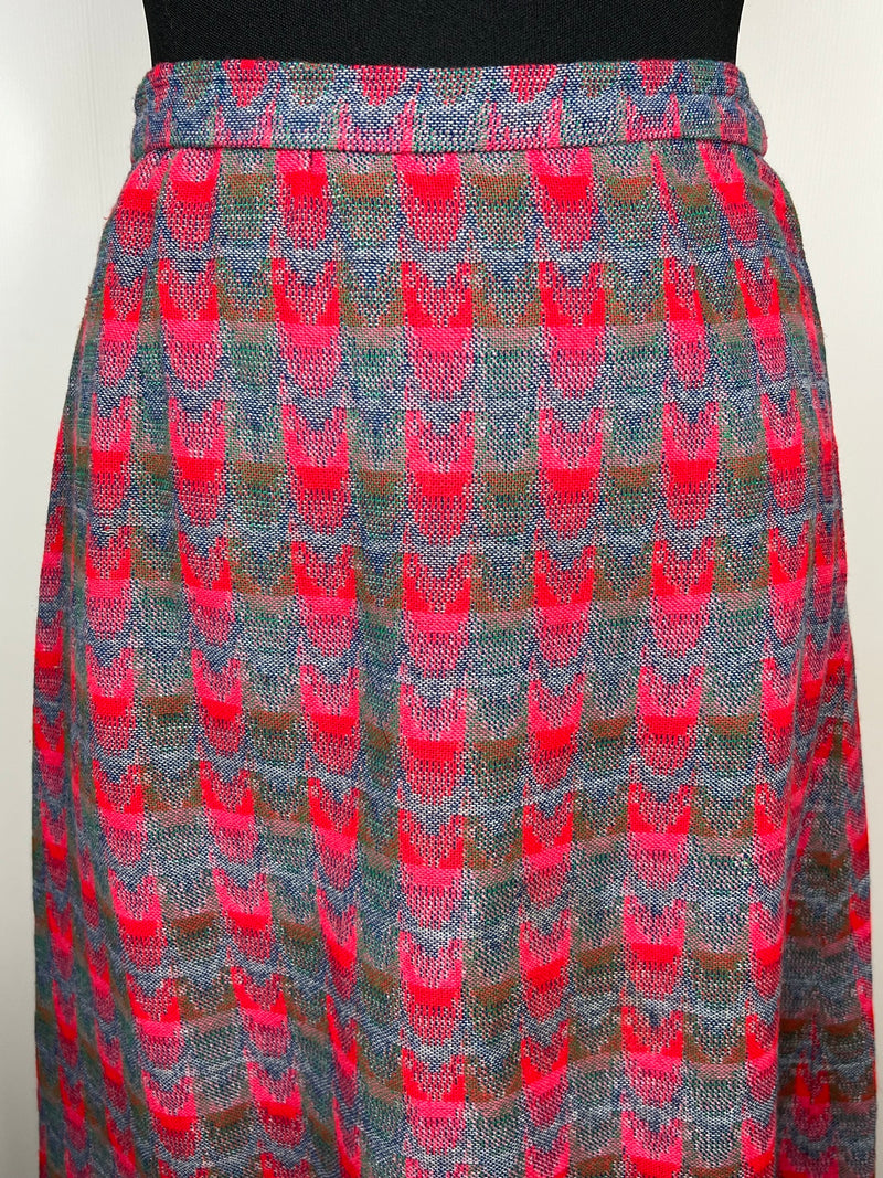 wool  womens  vintage  Urban Village Vintage  urban village  Skirts  skirt  red  pink  patterned  pattern  maxi skirt  maxi  long skirt  hippy  hippie  blue  8  70s  1970s