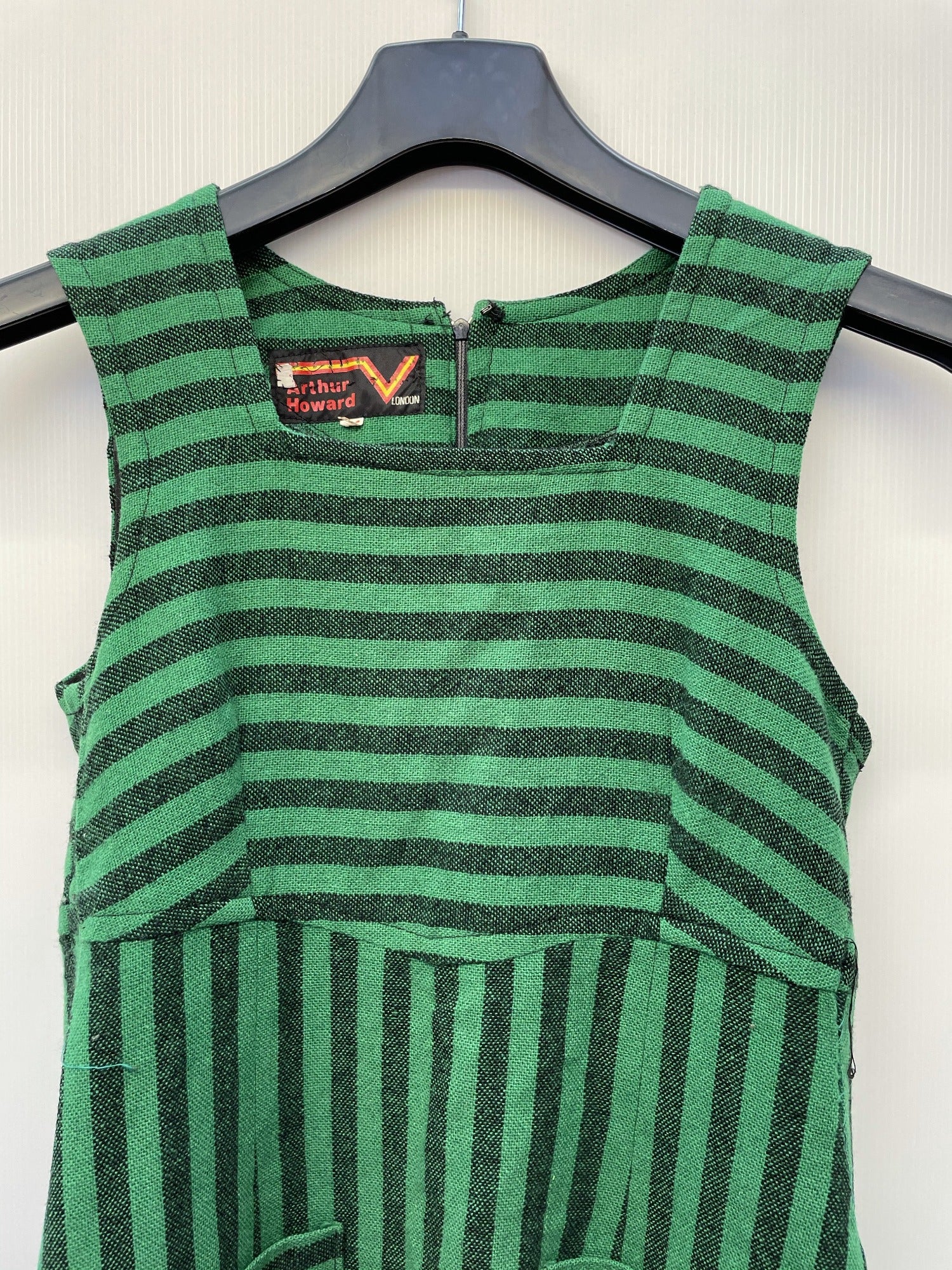 zip  womens  vintage  Urban Village Vintage  urban village  summer dress  summer  sleevless  retro  pockets  hippie  Green  Cotton  black  70s  70  60s  6  1970s  1960s