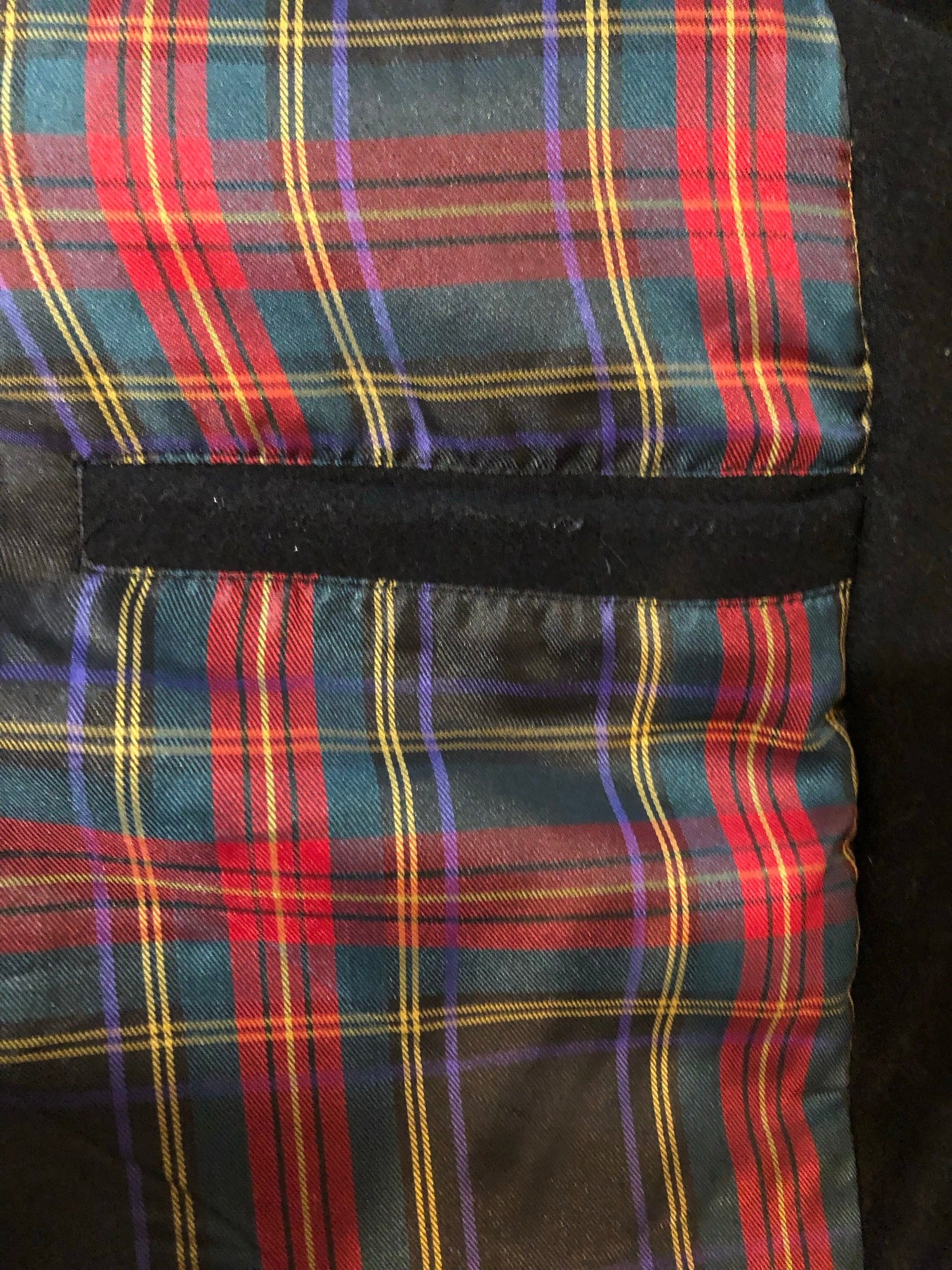 Wool blend  womens  vintage  point collar  mens  faux Leather  check lining  black  70s  1970s  14