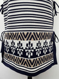 womens  white  vintage  Urban Village Vintage  urban village  tunic top  tunic  tabard  Stripes  string fastening  patterned  pattern  Lightweight Knit  light knit  knitwear  knitted  knit  elasticated  70s  1970s  12  10/12  10