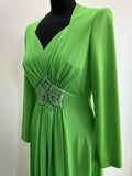 womens  vintage  Urban Village Vintage  urban village  studio 54  party dress  party  new year  maxi dress  long length dress  green  glittery  glitter  dress  disco dress  disco  deadstock  christmas  70s  1970s  10