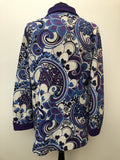 womens  vintage  Urban Village Vintage  top  purple  multi  floral print  dagger collar  Blue  blouse  70s  1970s  16