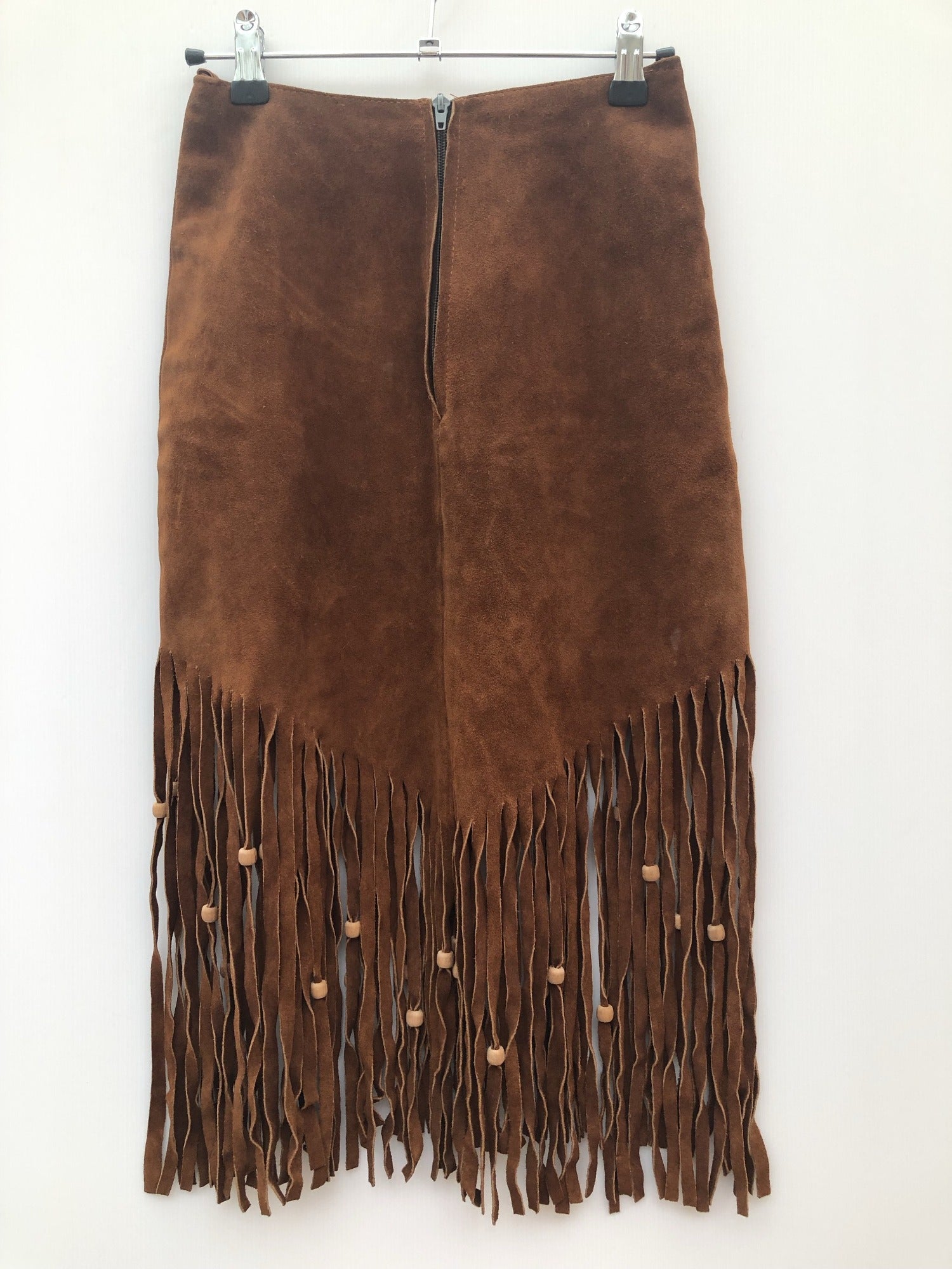 zip  womens  western  vintage  Urban Village Vintage  urban village  suede fringing  suede  Skirts  skirt  navajo  mini skirt  hippy  hippie  fringing  fringed  fringe  Festival  brown  boho  bohemian  beading  70s  6  1970s