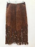 zip  womens  western  vintage  Urban Village Vintage  urban village  suede fringing  suede  Skirts  skirt  navajo  mini skirt  hippy  hippie  fringing  fringed  fringe  Festival  brown  boho  bohemian  beading  70s  6  1970s
