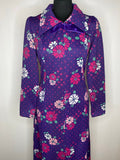 womens  vintage  velvet  Urban Village Vintage  urban village  purple dress  purple  pointed collar  party dress  maxi dress  maxi  long sleeve  long length dress  large collar  dress  daisy  collar  bow  70s  1970s  12