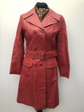 Vintage 1970s Belted Leather Jacket by Suede Centre Swear and Wells in Red - Size UK 10