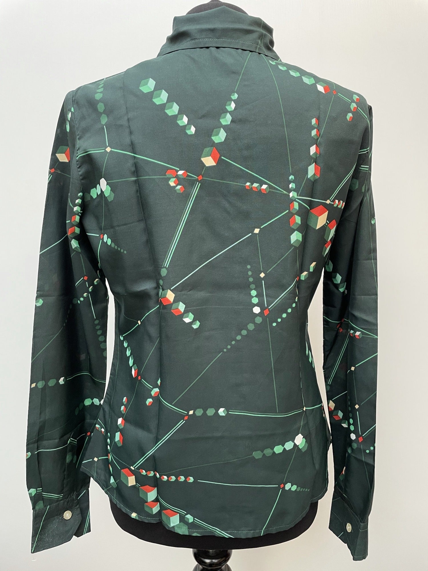 womens shirt  womens  vintage  Urban Village Vintage  urban village  spurs  shirt dress  Shirt  retro  long sleeve  Green  geometric  evening blouse  disco  decorative buttons  dagger collar  crop shirt  collared dress  collar  button down  button  blouse  big collar  70s  70  60s  1970s  1960s  12