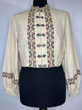 Vintage 1970s Cropped Balloon Sleeve Embroidered Jacket - Size UK UK 12