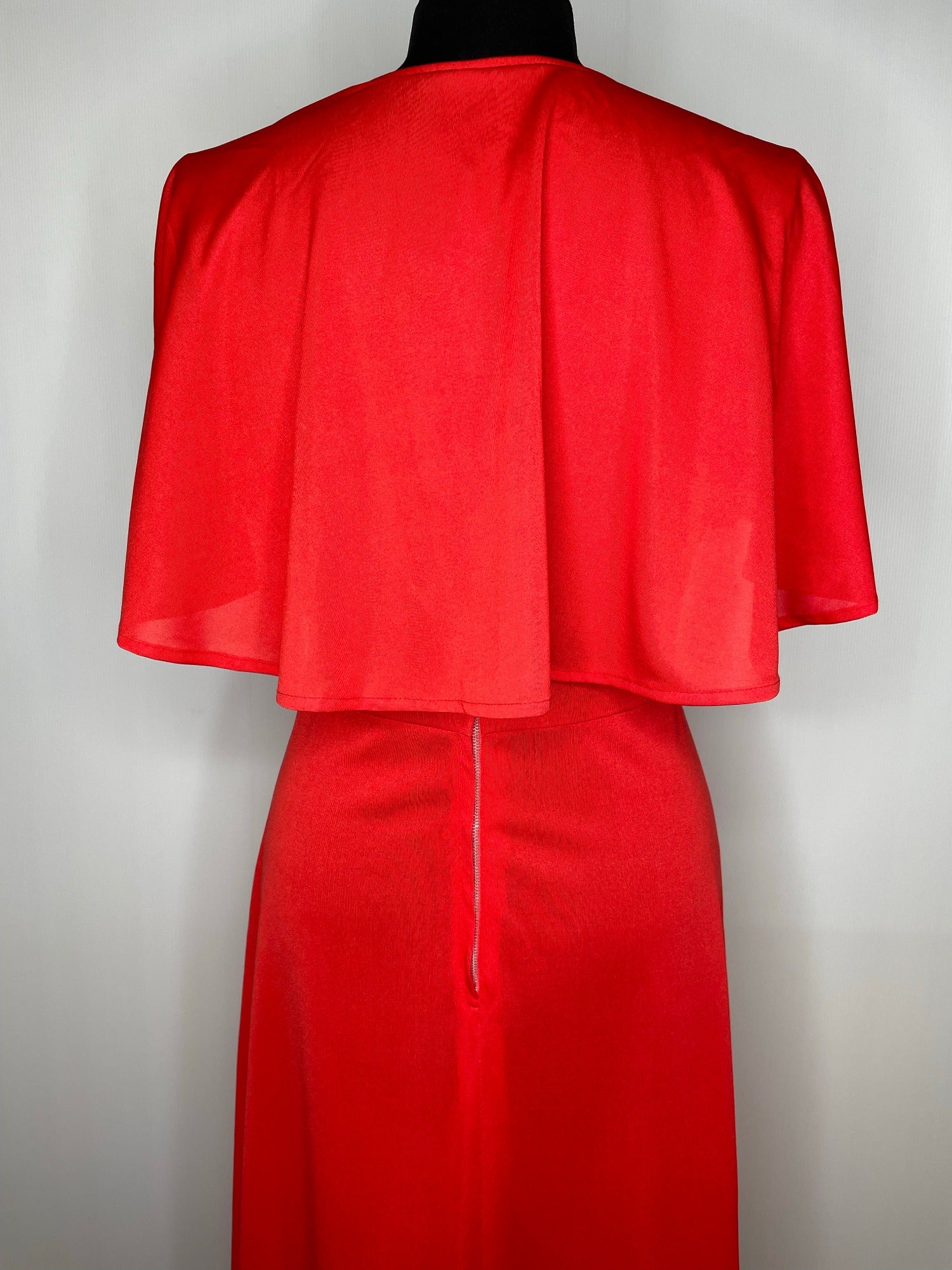 womens  vintage  v neck  Urban Village Vintage  topshop  summer  retro  red  plunge  maxi dress  maxi  long dress  flutter sleeves  festive  dress  christmas  cape  70s  70  1970s  10