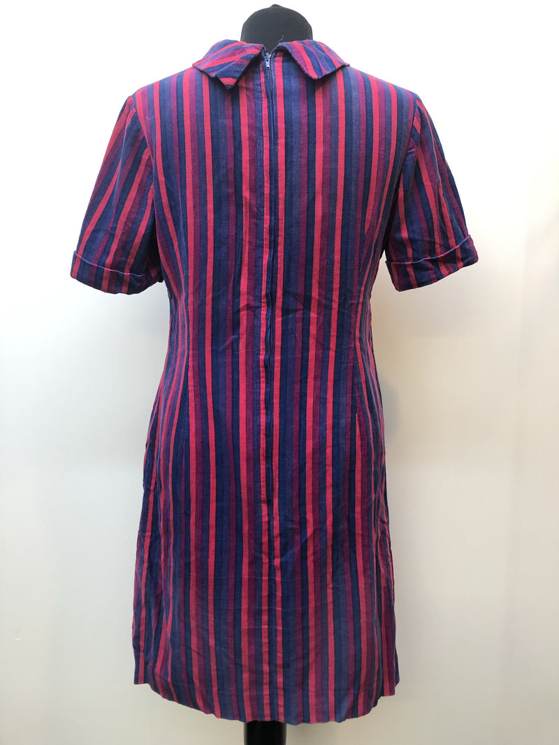 zip  womens  Weatherall  vintage  Urban Village Vintage  urban village  turn over collar  purple  pink  multi  knee length  high neck  dress  collar dress  collar  blue  back zip  70s style  70s  70  1970s  12