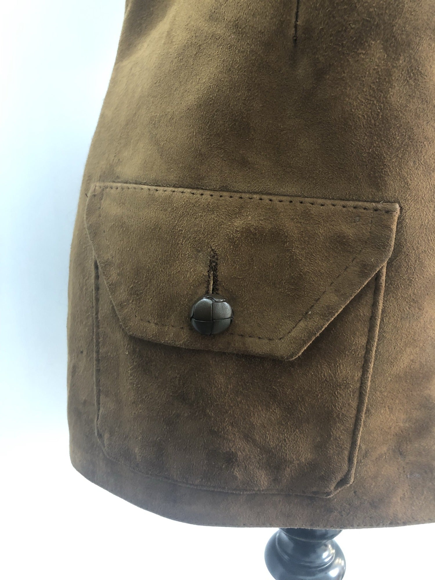 womens  waistcoat  vintage  Urban Village Vintage  urban village  stitch detailing  stitch detail  sleevless  polyester  pockets  lined  Leather Jacket  Leather  Jacket  Glenhusky of Scotland  fully lined  button  brown  70s  1970s  12