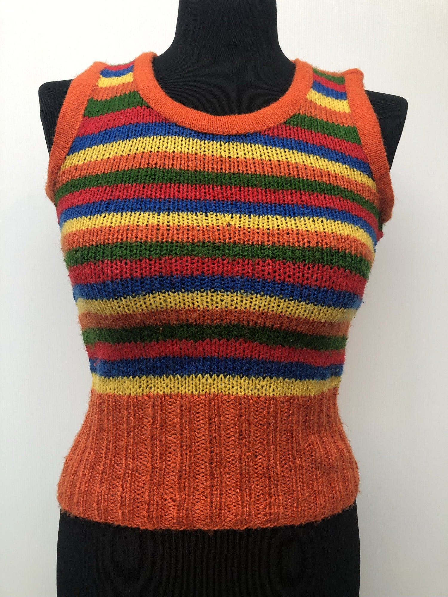vintage  vest  Urban Village Vintage  urban village  Stripes  Rainbow  patterned  pattern  orange  multi  knitwear  knitted  knit  70s  6  1970s