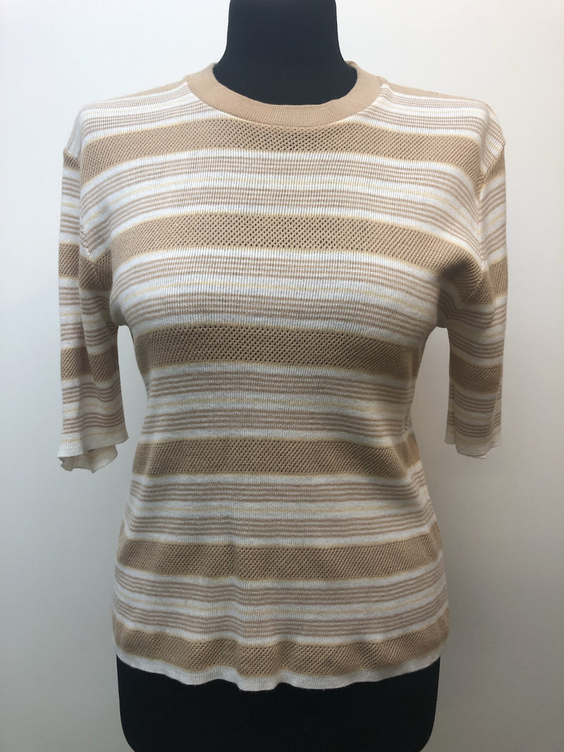 white  vintage  Urban Village Vintage  top  sweater  stripes  orange  Lightweight Knit  light knit  knitwear  knitted  knit  jumper  brown  70s  1970s