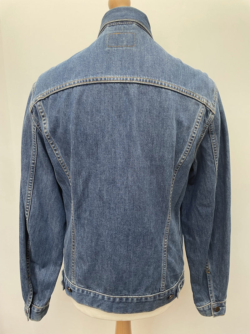 vintage  Urban Village Vintage  urban village  pockets  mens  long sleeve  levis strauss  levis  levi strauss  levi  L  Denim jacket  denim  collar  button  brown stitch  blue  belted dress  70s  1970s