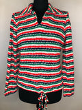 1970s Stripe Knit Tie Waist Top - Size UK 16