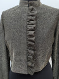 womens  vintage  Urban Village Vintage  urban village  Stripes  shimmer  retro  lurex  long sleeve  Jacket  high neck  frilly  frill detail  evening blouse  cropped  crop jacket  collar  button down  blouse  70s  1970s  12
