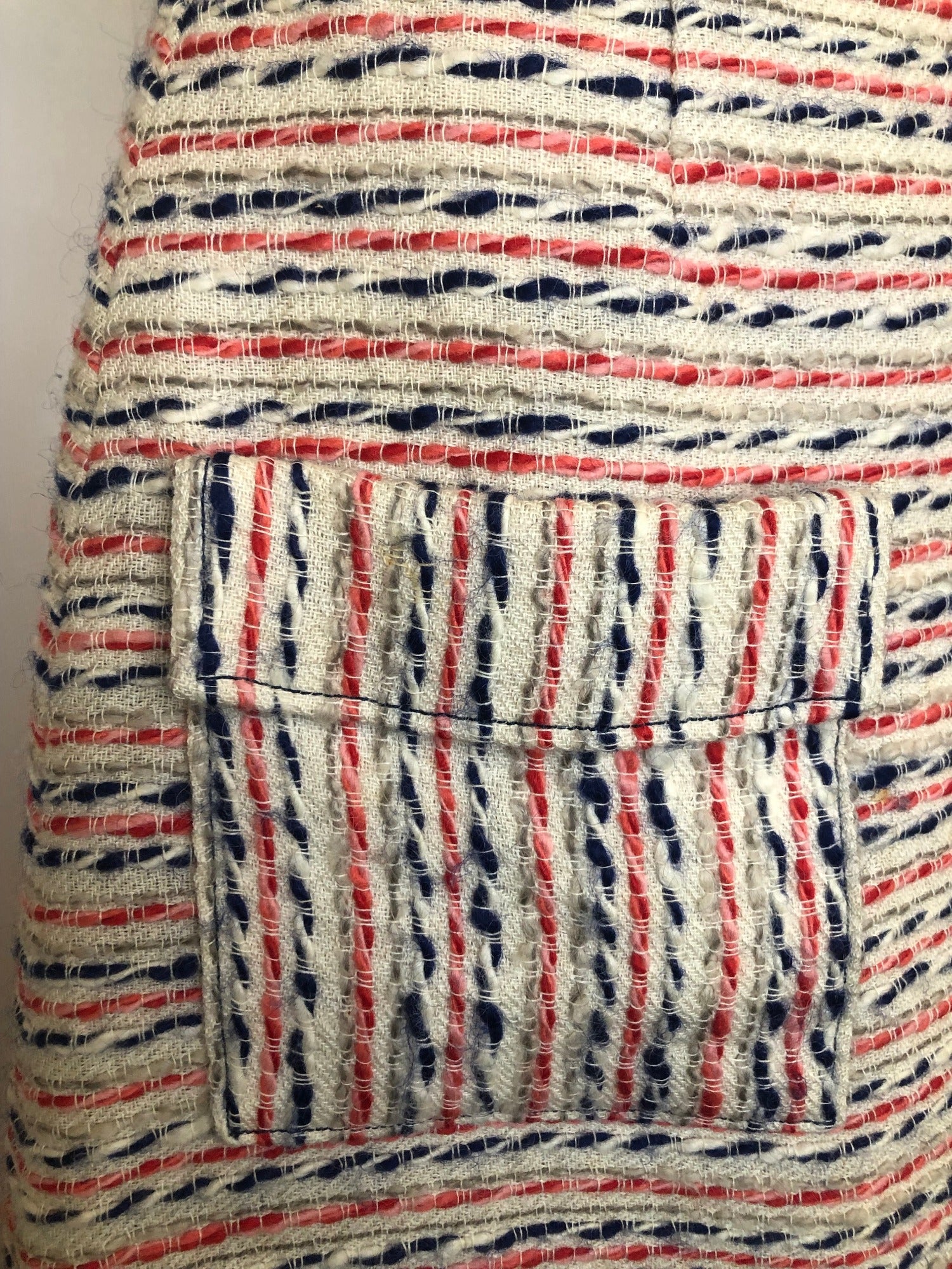 zip  wool stitch  womens  white stripes  white  vintage  Urban Village Vintage  urban village  skirt  side zip  multi  cream  A-Line  70s  1970s  12