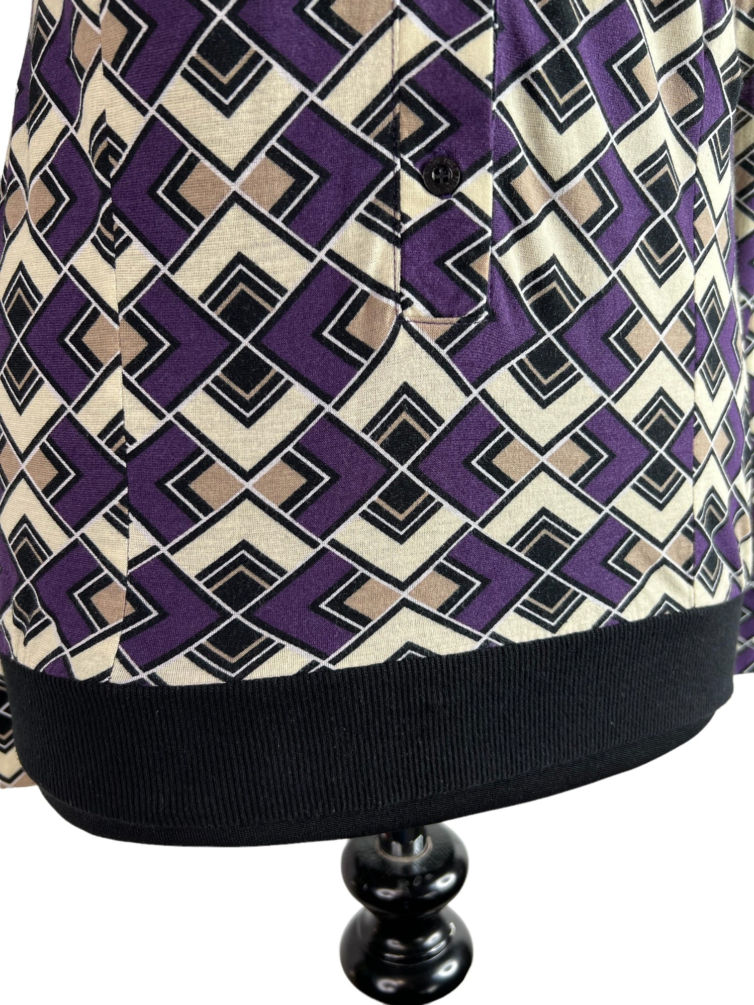 womens  Urban Village Vintage  top. polo  top  T-Shirt  shirt  retro  purple  pullover  print blouse  modette  MOD  Fred Perry  embroidered logo  diamond print  collared  collar  blouse  beige  70s  12