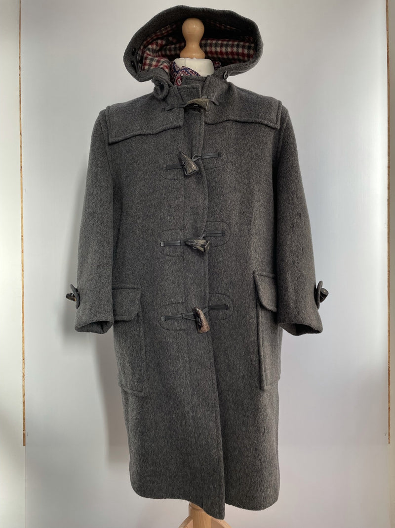 vintage  urban village  toggle  large  hooded  grey  football  duffle coat  duffle  coat  check  casuals  aquascutum  70s  1970s
