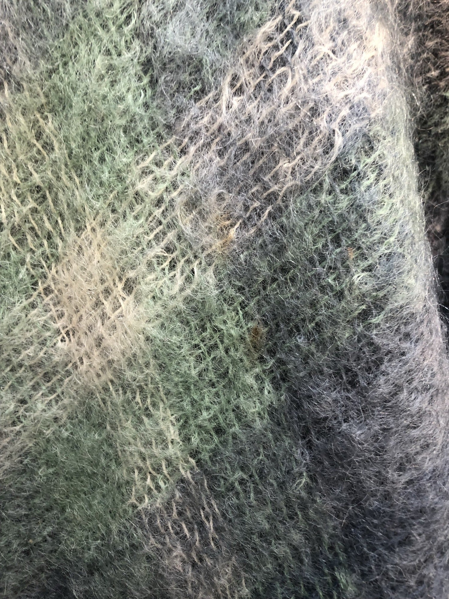 Wool  vintage  poncho  One Size  Mohair  Heather Glen  cape  blue  60s  1960s