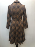 womens  vintage  Urban Village Vintage  Ray Anthony London  MOD  midi dress  midi  long sleeved  gingham check  dress  collar  check dress  brown  60s  1960s  10