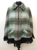 vintage  Urban Village Vintage  tartan  poncho  Green  check  cape  blue  60s  1960s  10