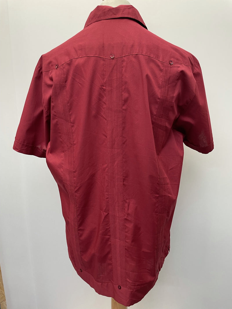 vintage  Urban Village Vintage  urban village  the havana co  mens  L  guayabera  cuban  collar  chest pockets  chest  burgundy  50s style  50s  1950s