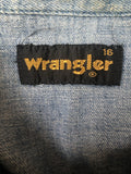 wrangler  womens shirt  womens  vintage  Shirt  jean  jacket  indigo  fitted  denim  blue  70s  1970s  16 urban village vintage