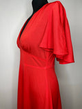 womens  vintage  v neck  Urban Village Vintage  topshop  summer  retro  red  plunge  maxi dress  maxi  long dress  flutter sleeves  festive  dress  christmas  cape  70s  70  1970s  10