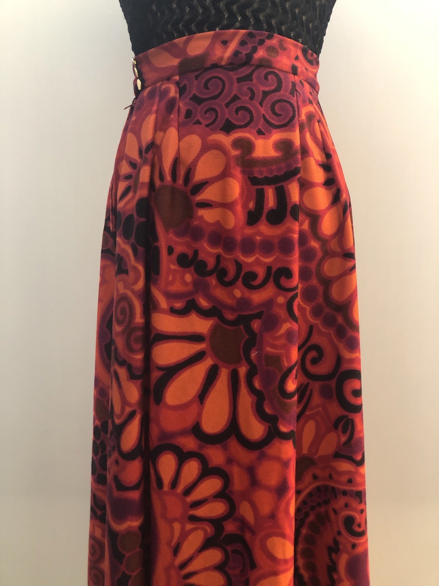 zip  Yellow  womens  vintage  Urban Village Vintage  urban village  Skirts  skirt  psychedelic  psych  pink  patterned  pattern  orange  multiorange  multi  MOD  midi skirt  flower power  floral print  floral pattern  floral  brown  60s  6  1960s