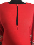 womens  vintage  Urban Village Vintage  urban village  Sybil Zelker  red  Polly Peck  metallic  maxi dress  maxi  keyhole neck  keyhole  ethnic embroidery  ethnic  boho  bohemian  bell sleeves  bell sleeve  back zip  70s  1970s  14