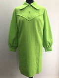 1960s Beagle Collar Dress in Green - Size UK 14