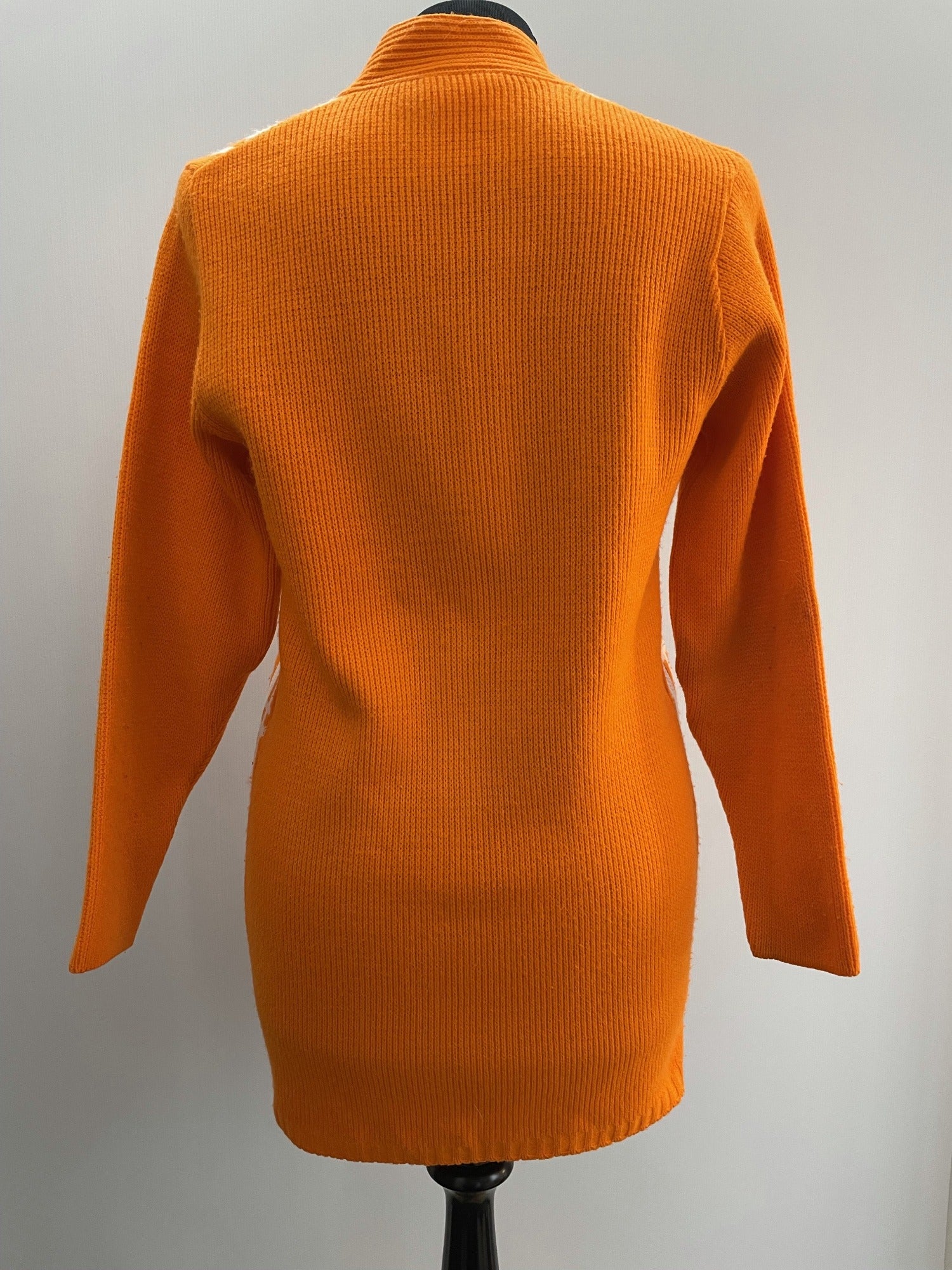acid  womens  vintage  Urban Village Vintage  urban village  retro  orange  long sleeve  knitwear  knitted  knit  check  cardigan  cardi  70s  1970s  12  10-12  10