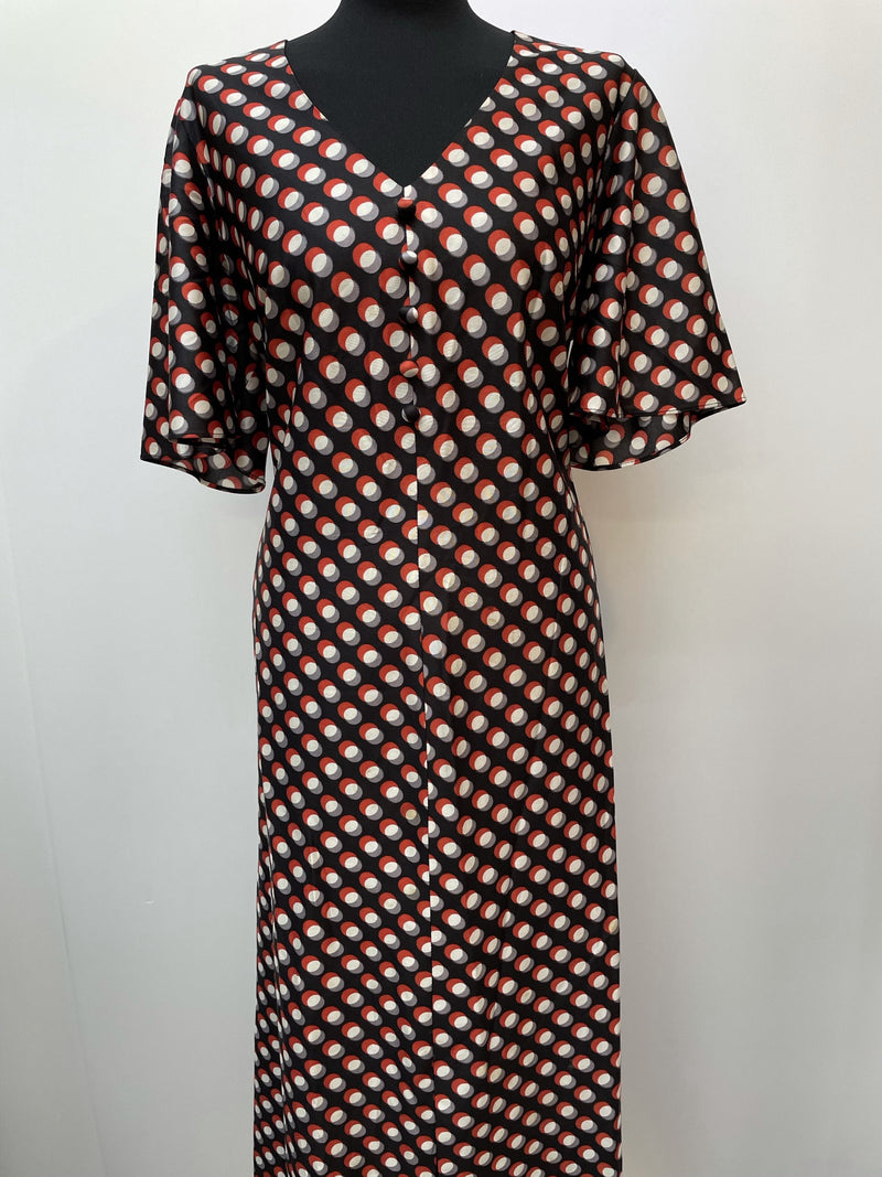 womens  vintage  Urban Village Vintage  urban village  short sleeved  short sleeve  maxi dress  maxi  clifton  circle print  circle  back zip  70s  1970s  14