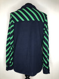 womens  vintage  Urban Village Vintage  urban village  Stripes  shirt  round collar  long sleeve  Highlight  Green  collar  button front  button  blue  blouse  big collar  70s  1970s
