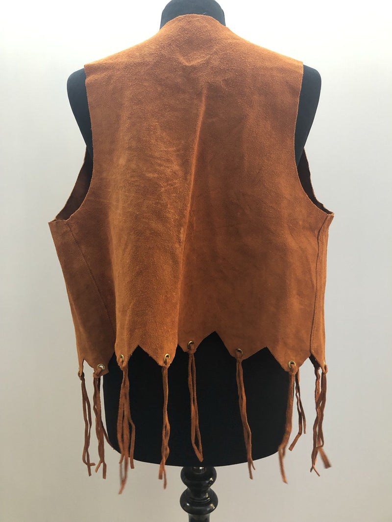 womens  vintage  Urban Village Vintage  urban village  Suede Jacket  suede fringing  Suede  stitch detailing  stitch detail  sleevless  retro  Jacket  fringing  fringed  fringe  festival  decorative pockets  coat  brown  boho  bohemian  70s  1970s  14
