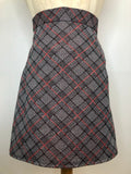 1970s Check Metallic Mini Skirt in Silver - Size UK 6