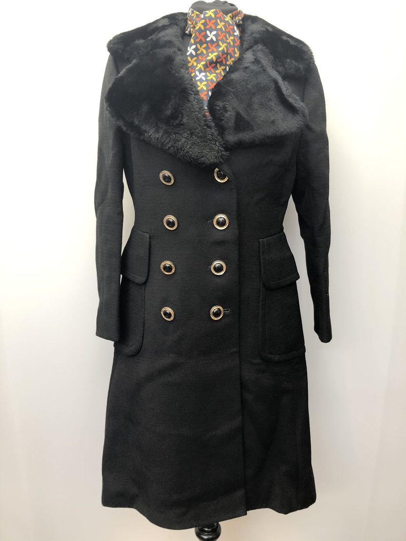 Womens Vintage 1970s Wool Coat with Beaver Lamb Collar by Your Sixth Sense Pure New Wool 70s double breasted long coat Urban Village Vintage