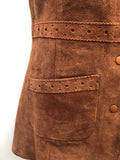 womens  waistcoat  waist belt  vintage  Urban Village Vintage  Suede Jacket  Suede  neospun jersey  midi dress  midi  long waistcoat  brown  70s  1970s  10