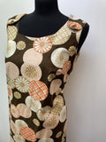 zip  womens  vintage  Urban Village Vintage  urban village  summer dress  sleeveless  retro  orange  MOD  midi dress  midi  floral print  floral dress  floral  dresses  dress  decorative buttons  clifton  button detailing  button detail  button  brown  back zip  70s  1970s  16