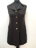 1960s Button Front Collared Mini Dress in Brown - Size 8